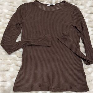 Monki sheer ribbed top